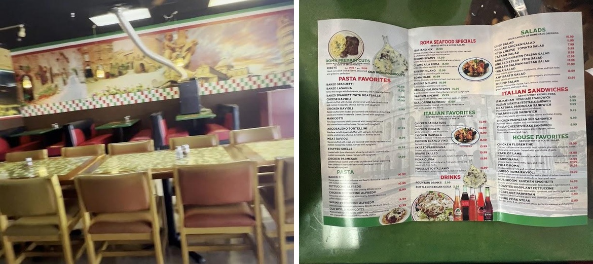 Roma Cucina Menu